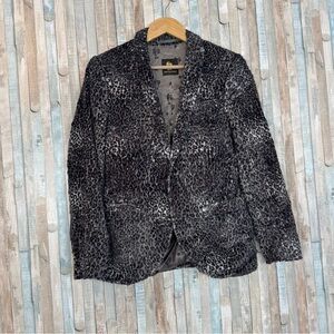 Noose & Monkey 40R Faux Fur Leopard Printed Blazer Jacket Funky Party ASOS $227